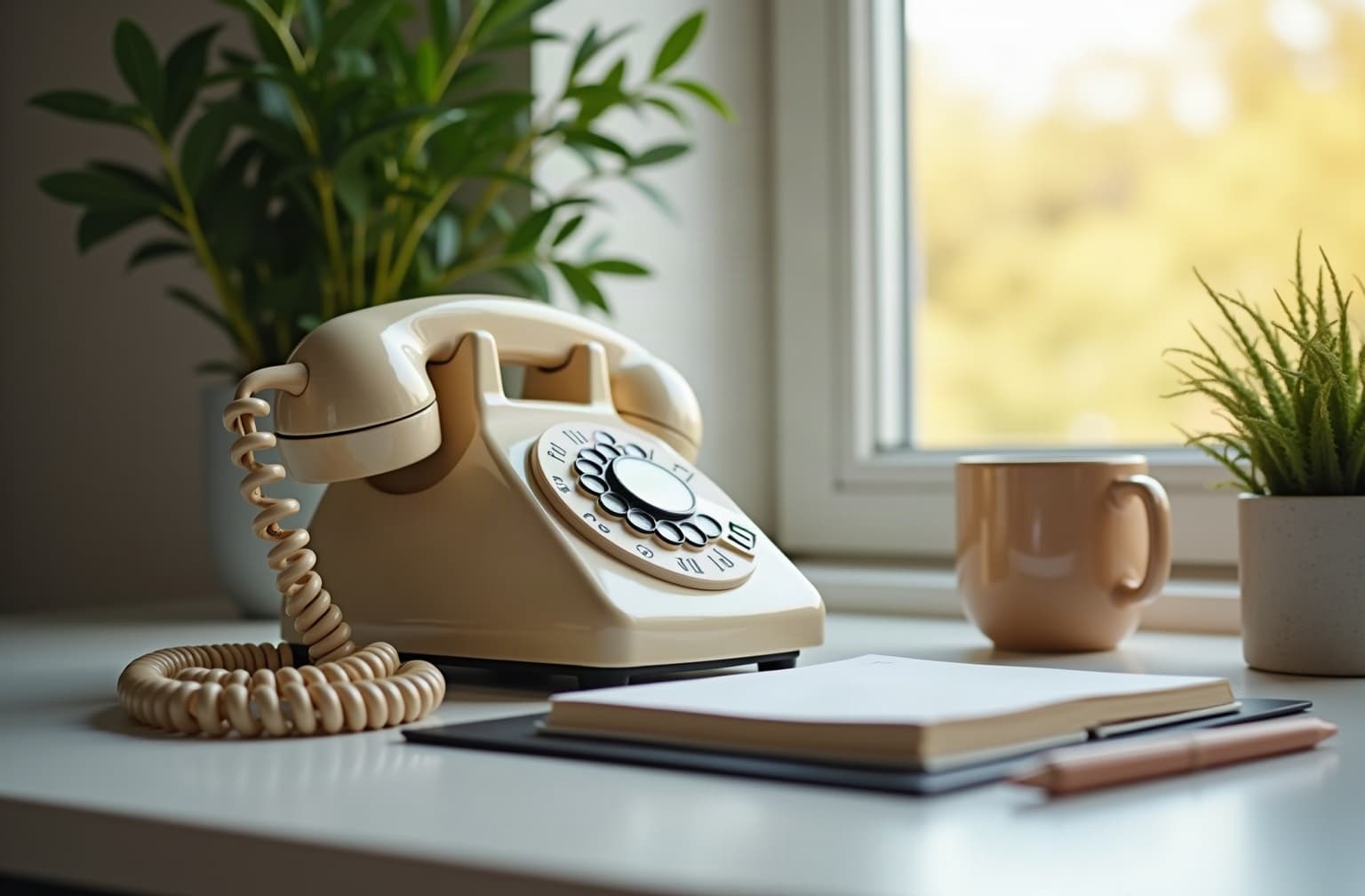 A phone and a notebook on a quiet desk