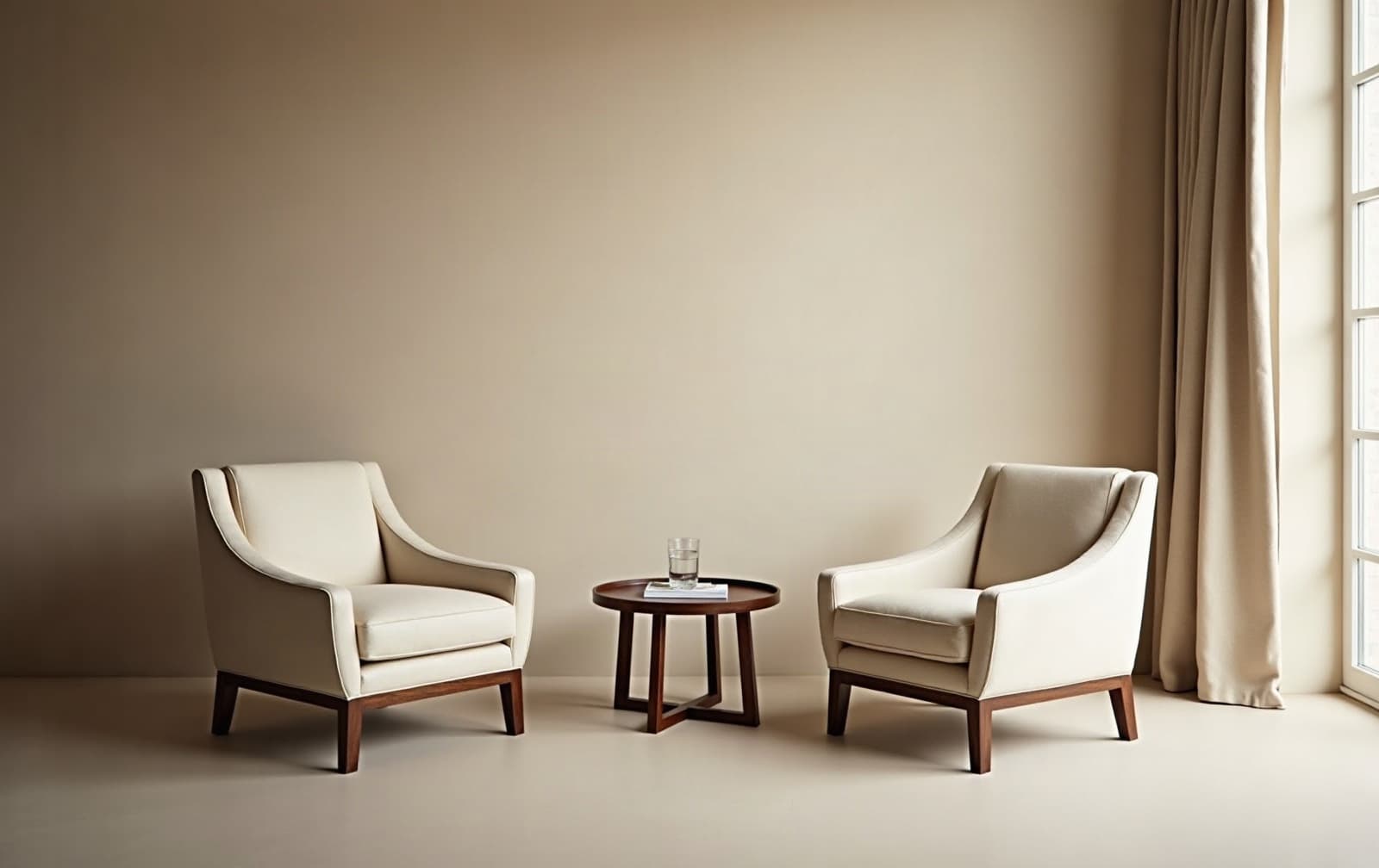 A comfortable chair in a quiet, softly lit room
